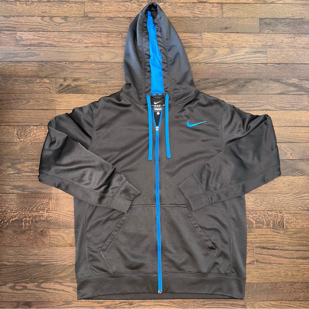 Nike Therma Fit Men's Full-Zip Training Hoodie Size Large in Grey & Blue